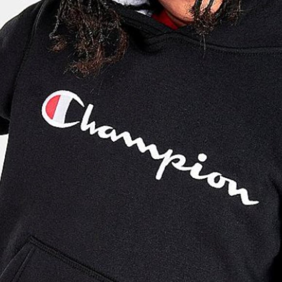 Champion Hoodie Youth Big Boys Small Fleece Script Logo Long Sleeve Black - Picture 3 of 6